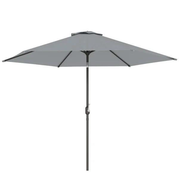 3 M Parasol Met Beschermhoes, Outdoor Markt Parasol Met Kantelfunctie En Kruk, Windopening, Grijs