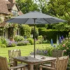 3 M Parasol Met Beschermhoes, Outdoor Markt Parasol Met Kantelfunctie En Kruk, Windopening, Grijs