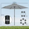 3 M Parasol Met Beschermhoes, Outdoor Markt Parasol Met Kantelfunctie En Kruk, Windopening, Grijs