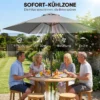 3 M Parasol Met Beschermhoes, Outdoor Markt Parasol Met Kantelfunctie En Kruk, Windopening, Grijs