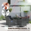 3 M Parasol Met Beschermhoes, Outdoor Markt Parasol Met Kantelfunctie En Kruk, Windopening, Grijs