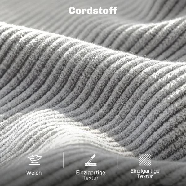 3 zitsbank, Bank Met Armleuningen Gestoffeerd Gestoffeerde Bank Met Koordlook Voor Woonkamer Lichtgrijs