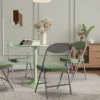 4 delige Set Gevoerde Klapstoelen, Opvouwbare Stoelen Met Koordbekleding, Rugleuning, Metalen Frame, Groen