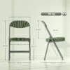 4 delige Set Gevoerde Klapstoelen, Opvouwbare Stoelen Met Koordbekleding, Rugleuning, Metalen Frame, Groen