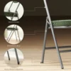 4 delige Set Gevoerde Klapstoelen, Opvouwbare Stoelen Met Koordbekleding, Rugleuning, Metalen Frame, Groen