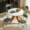 4 delige Set Gevoerde Klapstoelen, Opvouwbare Stoelen Met Koordbekleding, Rugleuning, Metalen Frame, Groen