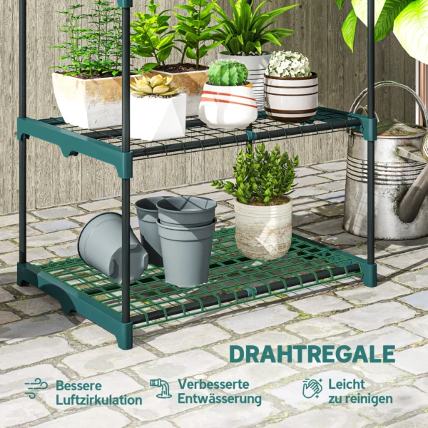 4 laags Plantenstandaard, 105 Cm Hoog Bloemenstandaard Voor Binnen Buiten, Plantenrek Van Staal Donkergroen