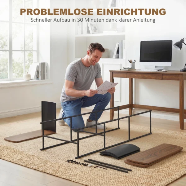 4 laags Rek, Vrijstaand Rek Met Gebogen Ontwerp, Industrieel Boekenrek, Bruine Houtlook