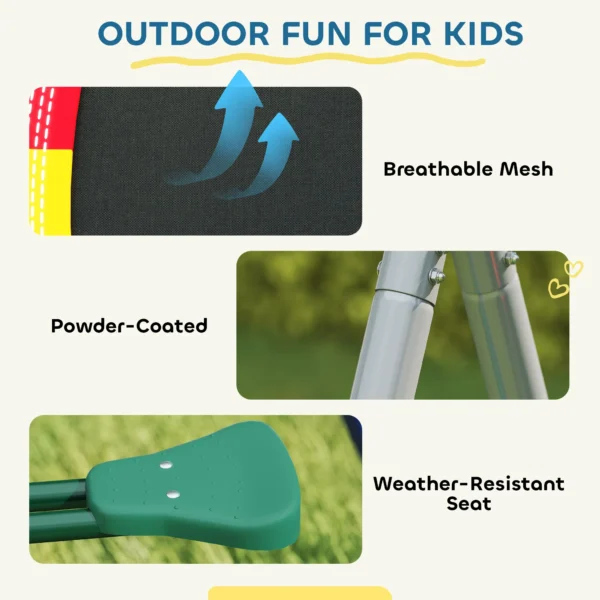 5 In 1 Schommelset Met Glijbaan, In Hoogte Verstelbaar Schommelrek Met Nestschommel 382x196x203 Cm Meerkleurig