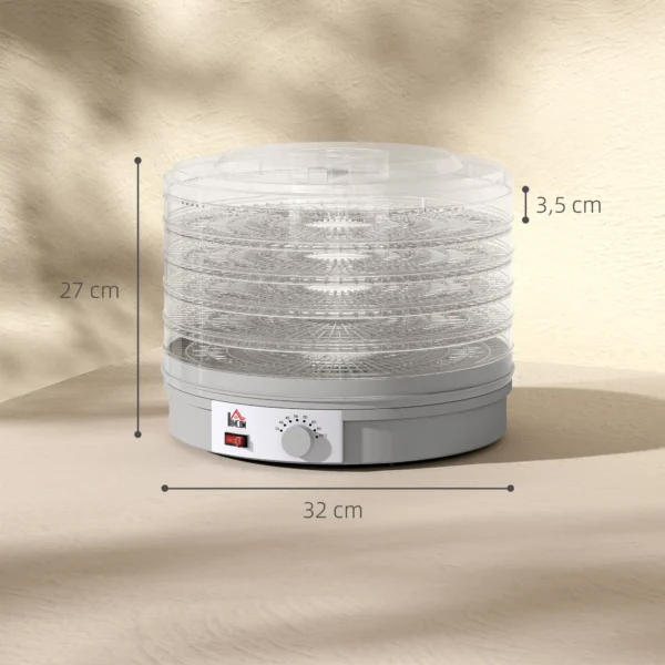 5 laags Droogautomaat, 245W Droogoven Met Instelbare Temperatuurregeling, Grijs