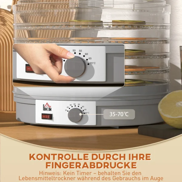 5 laags Droogautomaat, 245W Droogoven Met Instelbare Temperatuurregeling, Grijs