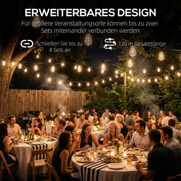 50 LED Gordijnlichten, 18 M Verbindbare Lichtslinger, IP44 Spatwaterdicht, Binnen En Buitendecoratie