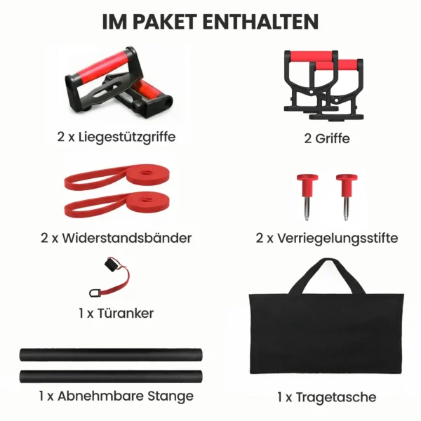 7 in 1 Verstelbaar Push Up Board Met Weerstandsbanden, Rollen, Deuranker, Opvouwbaar