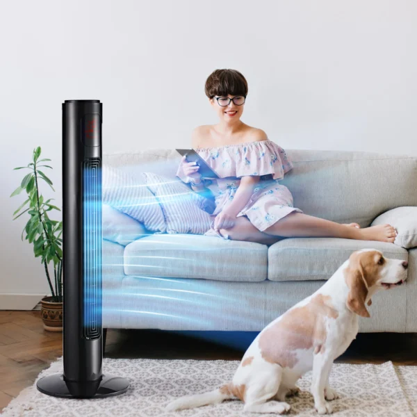 70° Oscillerende Torenventilator Met Afstandsbediening 3 Modi 3 Snelheden Timer 32 X 32 X 96 Cm Zwart