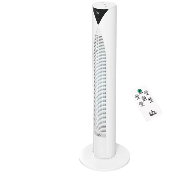 70° Oscillerende Torenventilator Met Afstandsbediening 4 Modi 3 Snelheden Timer 31,5 X 31,5 X 96 Cm Wit