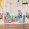 8 TLG. Schuim Bouwstenen Kinderen Zachte Bouwstenen Met Tafel En Stoelontwerp Klimmen Bouwblokken Van PU Meerkleurig