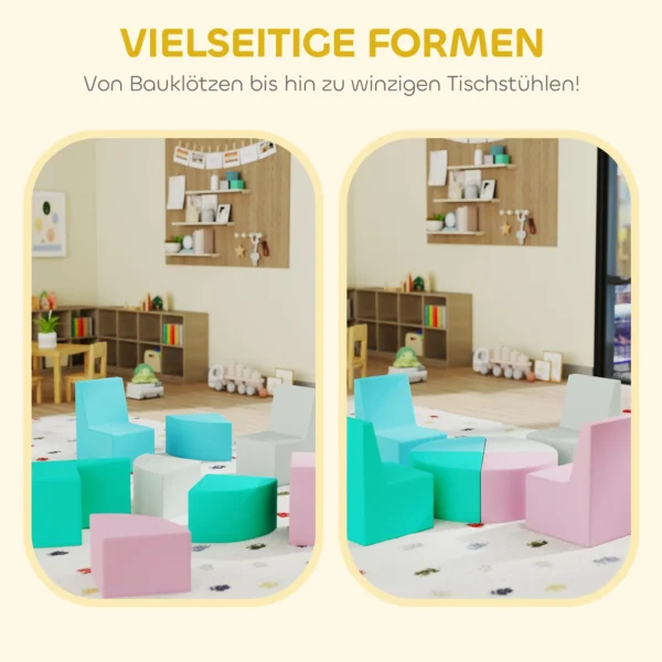 8 TLG. Schuim Bouwstenen Kinderen Zachte Bouwstenen Met Tafel En Stoelontwerp Klimmen Bouwblokken Van PU Meerkleurig