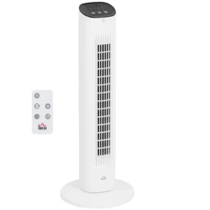 85° Oscillerende Torenventilator Met Afstandsbediening 3 Snelheden 2 Modi Timer LED display 30x30x78 Cm Wit