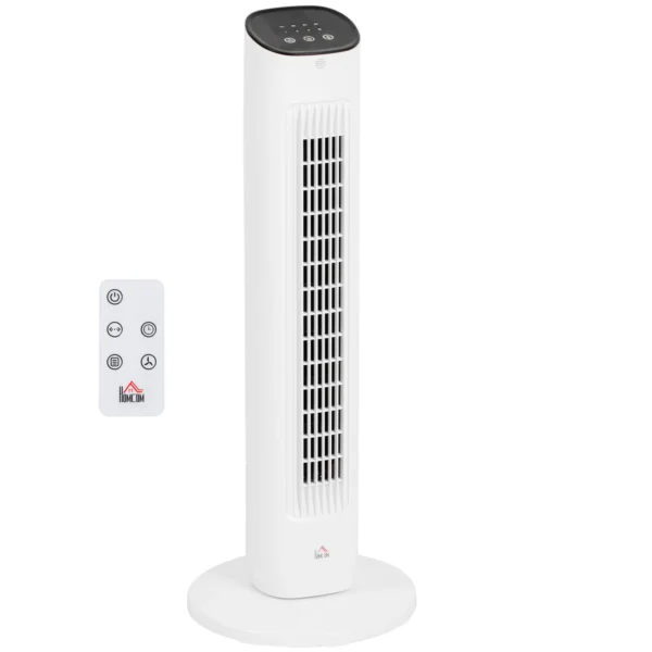 85° Oscillerende Torenventilator Met Afstandsbediening 3 Snelheden 2 Modi Timer LED display 30x30x78 Cm Wit