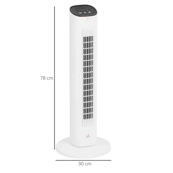 85° Oscillerende Torenventilator Met Afstandsbediening 3 Snelheden 2 Modi Timer LED display 30x30x78 Cm Wit