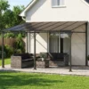 Aanbouwpaviljoen 4 X 3m Terrasoverkapping Met Schuin Polycarbonaat Dak Metalen Aluminium Frame, Wandmontage