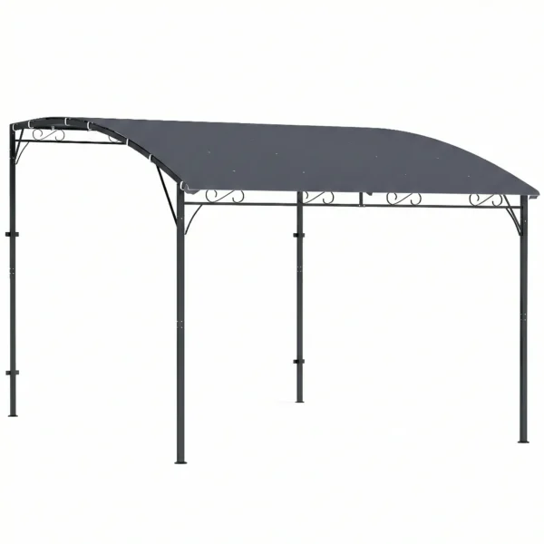 Aanbouwpaviljoen Pergola Met Metalen Frame Dak, Weerbestendig Wandgemonteerd Paviljoen Luifel 2,86 X 3,84 X 2,52 M Grijs