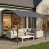 Aanbouwpaviljoen Pergola Met Metalen Frame Dak, Weerbestendig Wandgemonteerd Paviljoen Luifel 2,86 X 3,84 X 2,52 M Grijs
