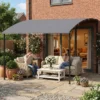 Aanbouwpaviljoen Pergola Met Metalen Frame Dak, Weerbestendig Wandgemonteerd Paviljoen Luifel 2,86 X 3,84 X 2,52 M Grijs