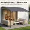 Aanbouwpaviljoen Pergola Met Metalen Frame Dak, Weerbestendig Wandgemonteerd Paviljoen Luifel 2,86 X 3,84 X 2,52 M Grijs