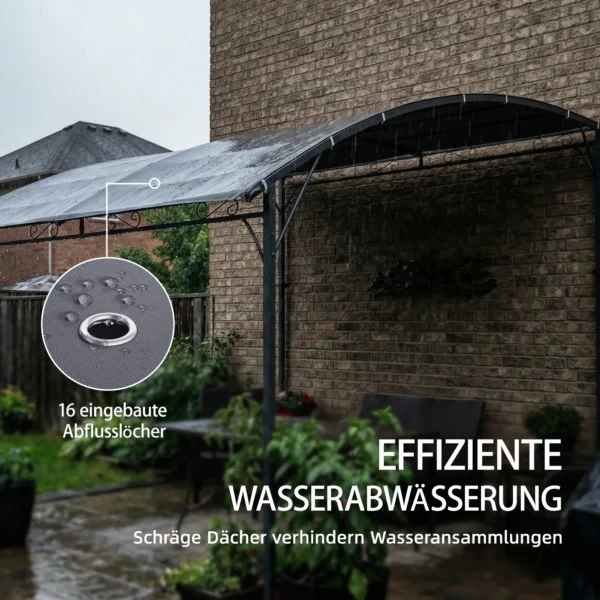 Aanbouwpaviljoen Pergola Met Metalen Frame Dak, Weerbestendig Wandgemonteerd Paviljoen Luifel 2,86 X 3,84 X 2,52 M Grijs
