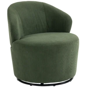 Accentstoel, 360 graden Draaiing, Moderne Draaistoel Met Ronde Voet, Voor Woonkamer En Slaapkamer, Groen
