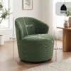 Accentstoel, 360 graden Draaiing, Moderne Draaistoel Met Ronde Voet, Voor Woonkamer En Slaapkamer, Groen