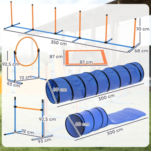 Agility Set Honden 11 delig Agility Uitrusting Voor Honden Met 2 Tunnel Hoogteverstelbare Springring & Hindernissen Slalomstang