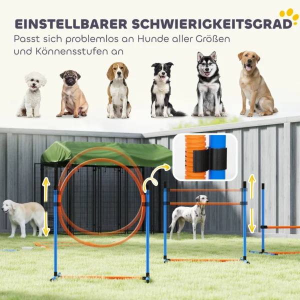 Agility Set Honden 11 delig Agility Uitrusting Voor Honden Met 2 Tunnel Hoogteverstelbare Springring & Hindernissen Slalomstang