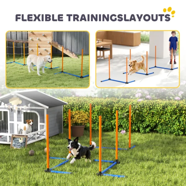 Agility Set Honden 3 delig Agility Uitrusting Met Slalomstangen Draagtas Trainingset Voor Alle Hondenmaten Oranje