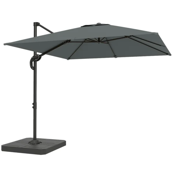 Alu Ampelscherm Ø244cm Parasol Met Kruk Stand Waterafstotend 360° Draaibaar Donkergrijs