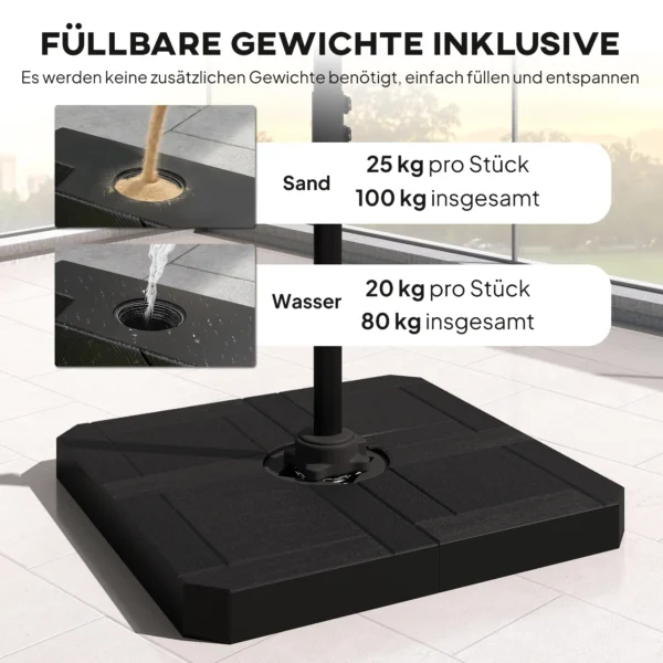 Alu Ampelscherm Ø244cm Parasol Met Kruk Stand Waterafstotend 360° Draaibaar Donkergrijs