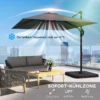 Alu Ampelscherm Ø244cm Parasol Met Kruk Stand Waterafstotend 360° Draaibaar Donkergrijs