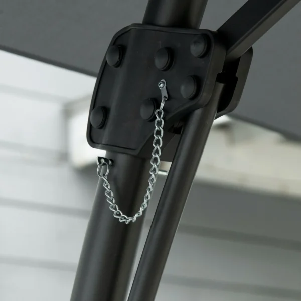 Ampelscherm Ø293cm Parasol Met Zijhendel Kruisbasis, Windscherm Waterafstotend Donkergrijs