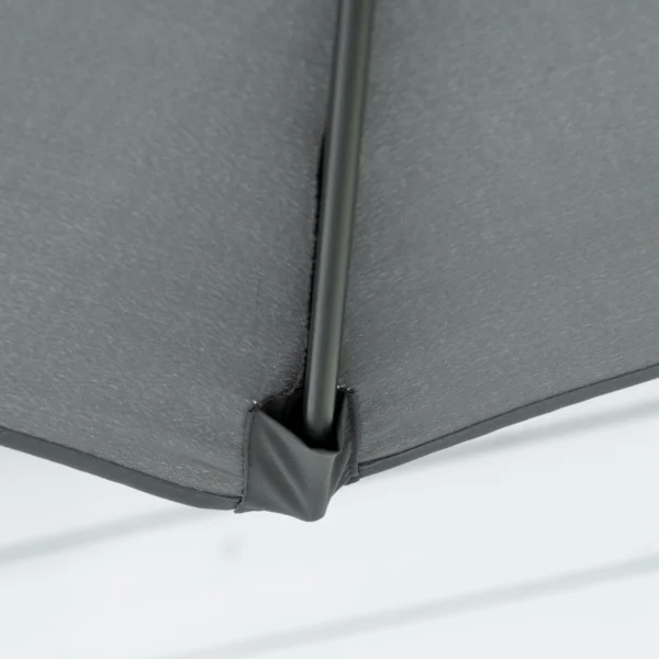 Ampelscherm Ø293cm Parasol Met Zijhendel Kruisbasis, Windscherm Waterafstotend Donkergrijs