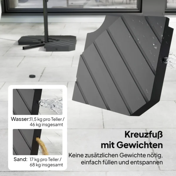 Ampelschirm Ca. Ø300 Cm Parasol Met Vergrendelingsmechanisme Kruk Standaard Gewichten Crèmewit