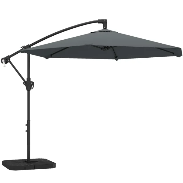 Ampelschirm Ca. Ø300 Cm Parasol Met Vergrendelingsmechanisme Kruk Standaard Gewichten Donkergrijs