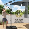Ampelschirm Ca. Ø300 Cm Parasol Met Vergrendelingsmechanisme Kruk Standaard Gewichten Donkergrijs