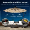 Ampelschirm LED Solar Ca. Ø300 Cm Draaibare Parasol Met Kruk Stand Beige Beschermhoes