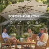 Ampelschirm LED Solar Ca. Ø300 Cm Draaibare Parasol Met Kruk Stand Beige Beschermhoes