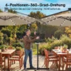 Ampelschirm LED Solar Ca. Ø300 Cm Draaibare Parasol Met Kruk Stand Beige Beschermhoes