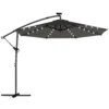 Ampelschirm LED Solar Ca. Ø300 Cm Draaibare Parasol Met Kruk Stand Schutshoes Donkergrijs