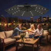 Ampelschirm LED Solar Ca. Ø300 Cm Draaibare Parasol Met Kruk Stand Schutshoes Donkergrijs