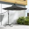 Ampelschirm LED Solar Ca. Ø300 Cm Draaibare Parasol Met Kruk Stand Schutshoes Donkergrijs
