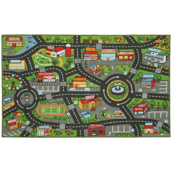 Baby Kruipmat, Speelmat 160x100x0,5cm, Kruipdeken Met Antislip Onderkant Stadsmotief Voor Kinderkamer